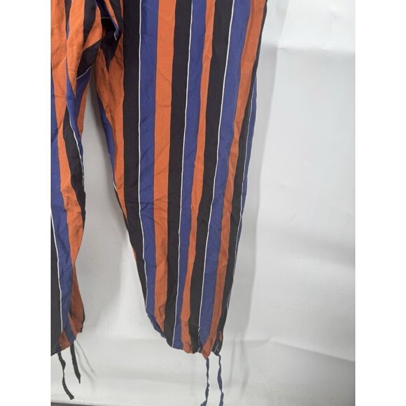 Madewell‎ X No. 6 Playa Cami Silk Jumpsuit Women 6 Orange Navy Striped Preppy - Picture 9 of 12